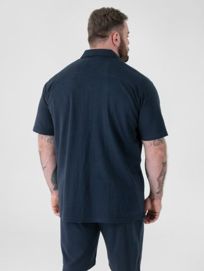 D555 Connor Stretch Cuban Collar Resort Short Sleeve Shirt Navy - Ризи - мъжки ризи големи размери