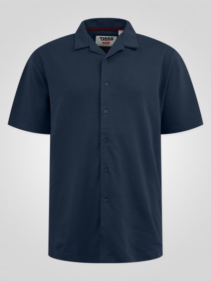 D555 Connor Stretch Cuban Collar Resort Short Sleeve Shirt Navy - Ризи - мъжки ризи големи размери