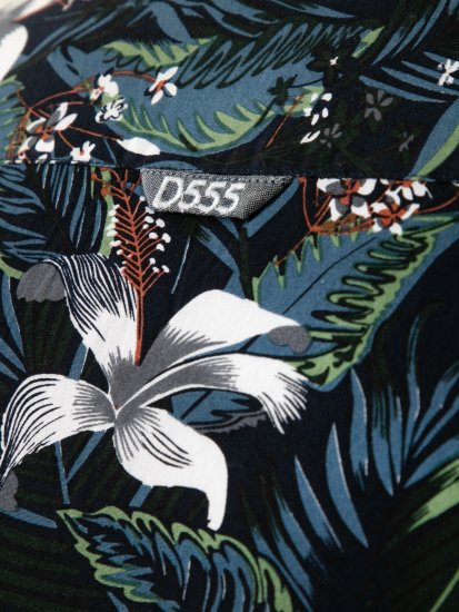 D555 Corden Hawaiian AOP Cuban Collar Resort Short Sleeve Navy - Ризи с къс ръкав - мъжки ризи с къс ръкав големи размери