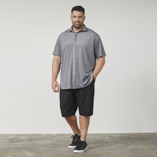 North Latitude 61116 Меланж Пике Риза с Къс Ръкав Сив - Поло тениски - мъжки тениски с яка големи размери