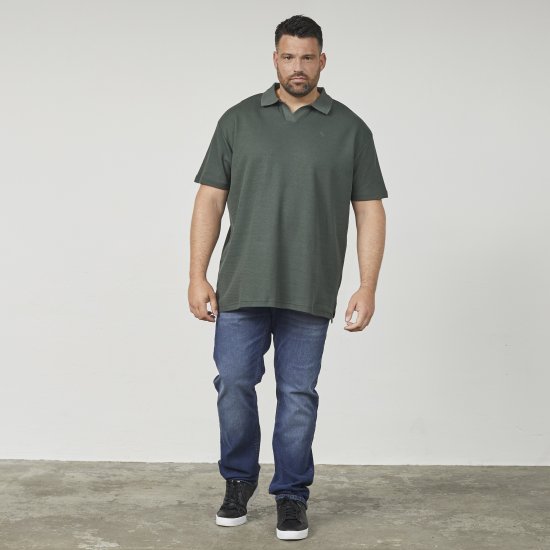 North Latitude 61346 Поло с V-Деколте Тъмнозелен - Поло тениски - мъжки тениски с яка големи размери