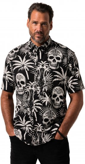 JP1880 Skull Pattern Jersey Short Sleeve Shirt Black - Ризи - мъжки ризи големи размери