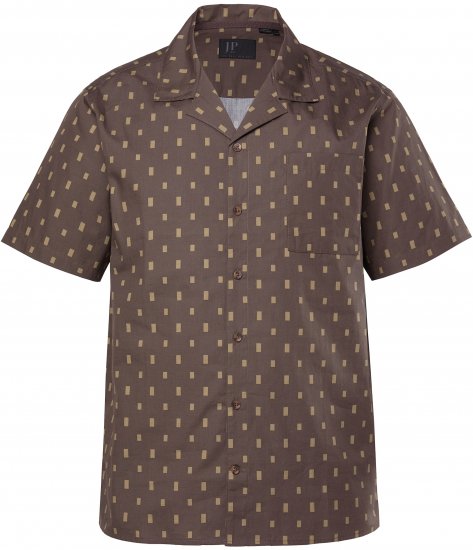 JP1880 Boxy Cuba Short Sleeve Shirt Brown - Ризи - мъжки ризи големи размери