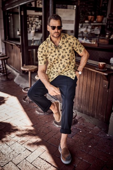 JP1880 Boxy Cuba Short Sleeve Shirt Camel - Ризи - мъжки ризи големи размери