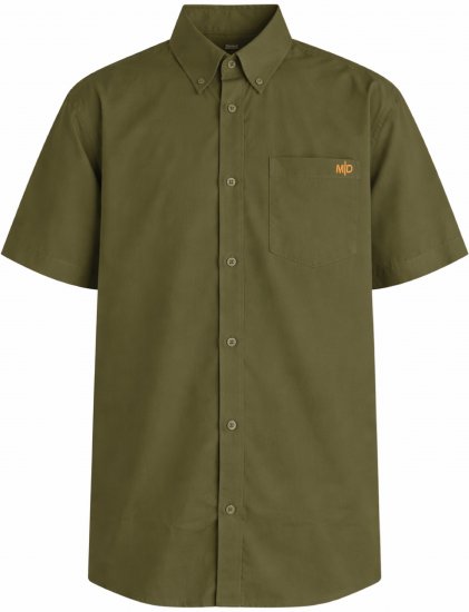 Motley Denim Zagreb Риза с къс ръкав Тъмно каки - Ризи - мъжки ризи големи размери