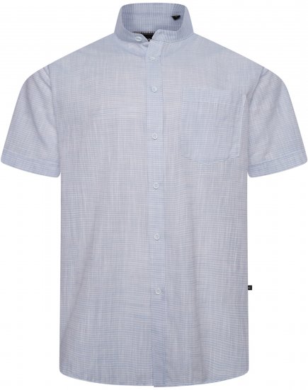 Kam Jeans 6334 Striped Grandad Short Sleeve Shirt Blue - Ризи - мъжки ризи големи размери