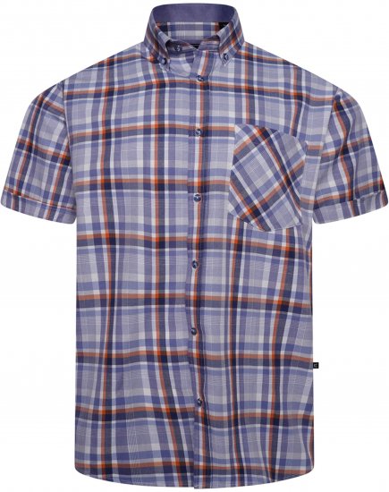 Kam Jeans 6339 Checked Short Sleeve Shirt Blue - Ризи - мъжки ризи големи размери