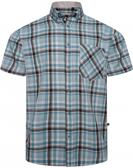 Kam Jeans 6339 Checked Short Sleeve Shirt Mineral Blue - Ризи - мъжки ризи големи размери