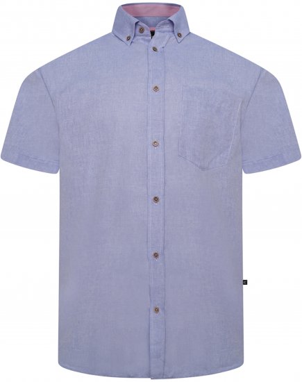 Kam Jeans 6340 Linen Mix Short Sleeve Shirt Blue - Ризи - мъжки ризи големи размери