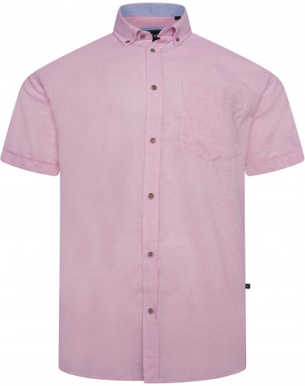 Kam Jeans 6340 Linen Mix Short Sleeve Shirt Pink - Ризи - мъжки ризи големи размери