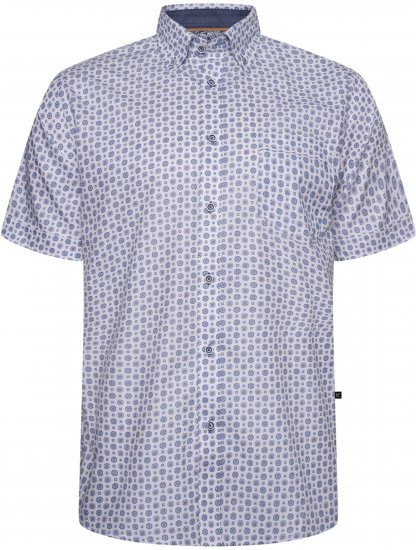 Kam Jeans 6345 Jewel Pattern Short Sleeve Shirt Blue - Ризи - мъжки ризи големи размери