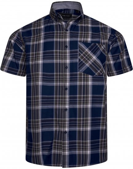 Kam jeans 6350 Casual Checked Short Sleeve Shirt Indigo - Ризи - мъжки ризи големи размери