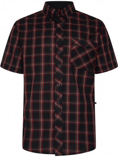 Kam Jeans 6365 Checked Short Sleeve Shirt Burgundy - Ризи - мъжки ризи големи размери