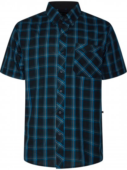 Kam Jeans 6365 Checked Short Sleeve Shirt Turquoise - Ризи - мъжки ризи големи размери
