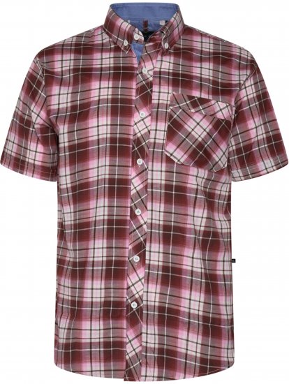 Kam Jeans 6368 Checked Short Sleeve Shirt Red - Ризи - мъжки ризи големи размери