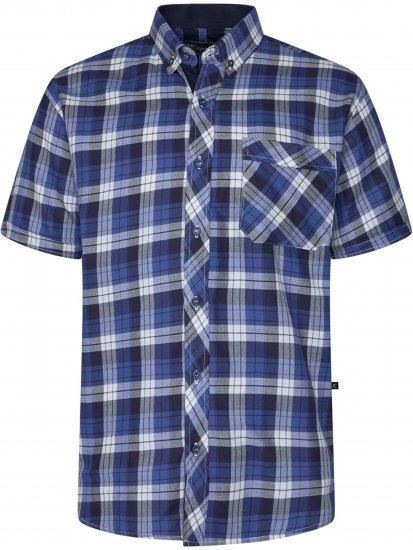 Kam Jeans 6369 Checked Short Sleeve Shirt Blue - Ризи - мъжки ризи големи размери