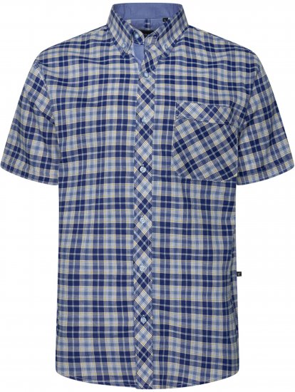 Kam Jeans 6370 Checked Short Sleeve Shirt Blue - Ризи - мъжки ризи големи размери