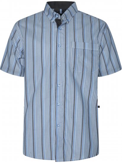 Kam Jeans 6374 Striped Short Sleeve Shirt Blue - Ризи - мъжки ризи големи размери