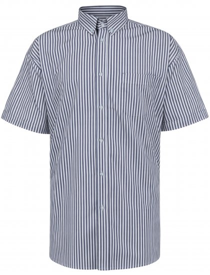 Kam Jeans 6375 Casual Striped Short Sleeve Shirt Navy - Ризи - мъжки ризи големи размери