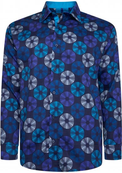 Kam Jeans 6071 Record Print Long Sleeve Shirt Navy - Ризи - мъжки ризи големи размери