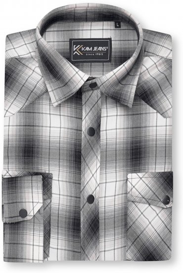 Kam Jeans 6352 Western Twin Pocket Long Sleeve Shirt Charcoal - Ризи - мъжки ризи големи размери