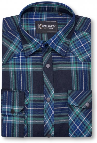 Kam Jeans 6353 Western Check Shirt Navy - Ризи - мъжки ризи големи размери
