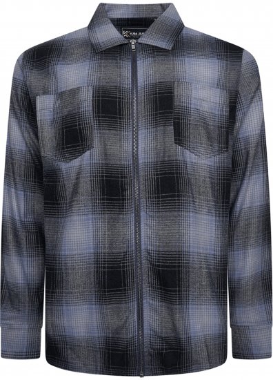 Kam Jeans 6354 Zip Through Check Shirt Charcoal - Ризи - мъжки ризи големи размери