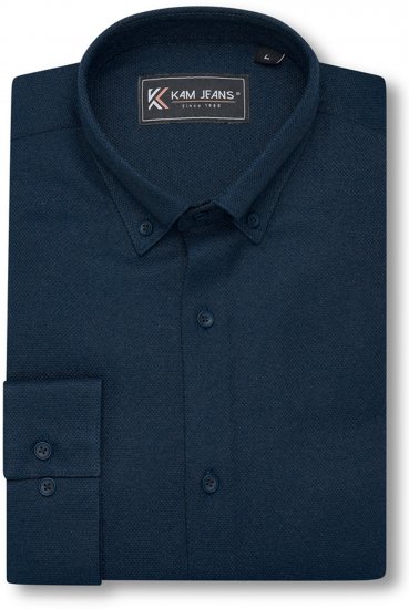 Kam Jeans 6357 Dobby Weave Shirt Navy - Ризи - мъжки ризи големи размери