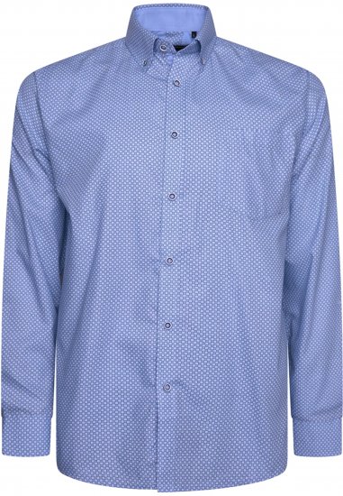 Kam Jeans 6361 All Over Geo Print Long Sleeve Shirt Sky Blue - Ризи - мъжки ризи големи размери