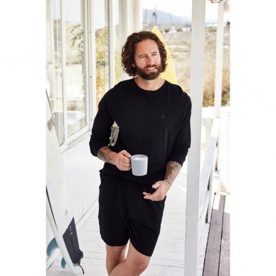 JP1880 Shorts Elastic Waistband Black - Шорти - мъжки къси панталони големи размери