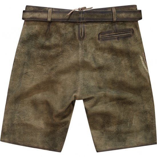 JP1880 Shorts Goat Suede with Belt Buckle Traditional Moss Green - Празнично облекло - Празнично облекло – За да празнувате стилно и удобно