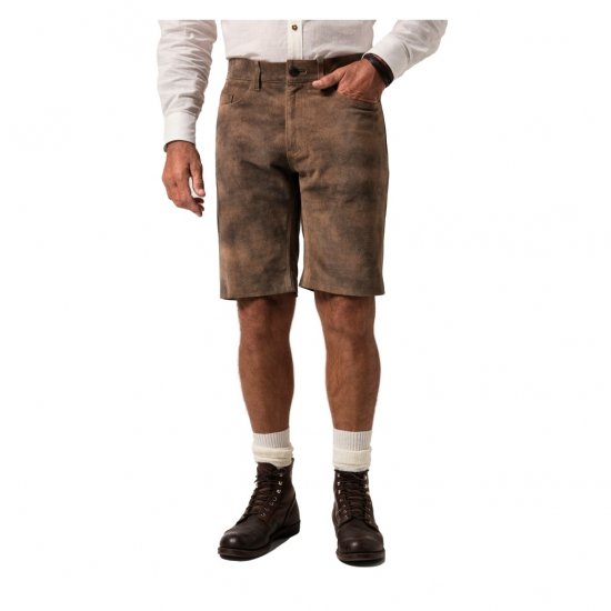 JP1880 Shorts Leather Traditional Cowhide Brown - Шорти - мъжки къси панталони големи размери