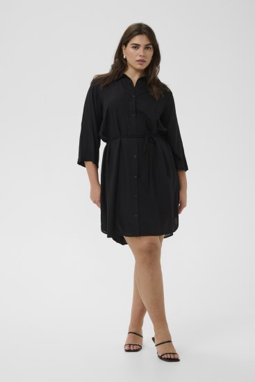 Kaffe Curve Mille Short Shirt Dress Black Deep - Мини рокли - 
