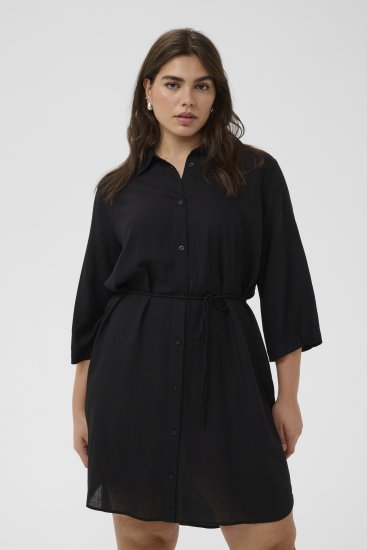 Kaffe Curve Mille Short Shirt Dress Black Deep - Мини рокли - 