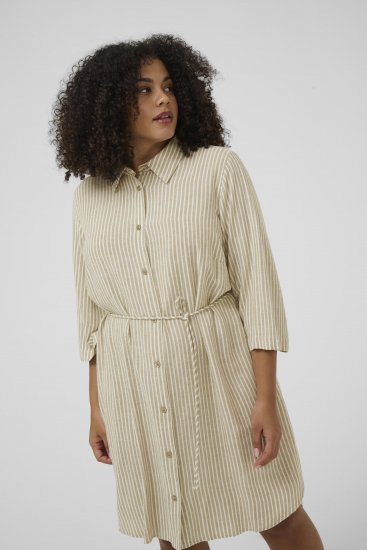 Kaffe Curve Milla Short Shirt Dress Chinchilla/Chalk Stripe - Мини рокли - 