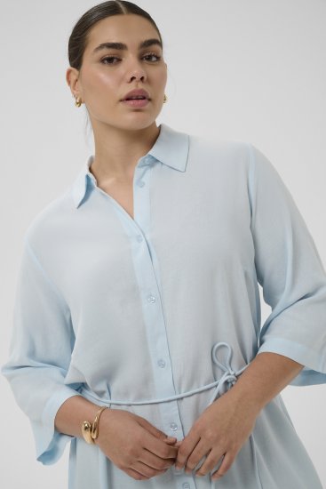Kaffe Curve Mille Short Shirt Dress Nantucket Breeze Blue - Мини рокли - 