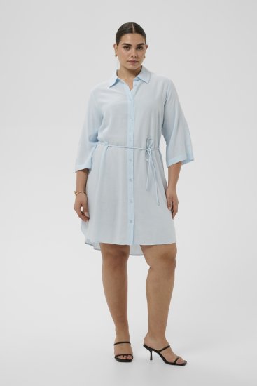 Kaffe Curve Mille Short Shirt Dress Nantucket Breeze Blue - Мини рокли - 