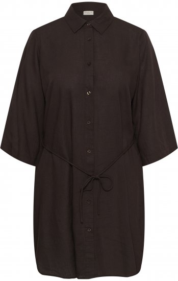 Kaffe Curve Mille Short Shirt Dress Black Coffee Brown - Мини рокли - 