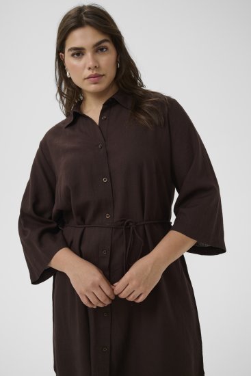 Kaffe Curve Mille Short Shirt Dress Black Coffee Brown - Мини рокли - 