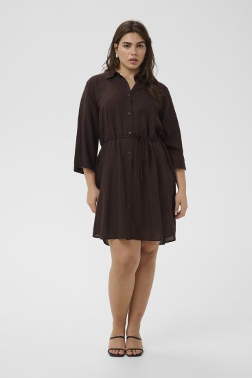 Kaffe Curve Mille Short Shirt Dress Black Coffee Brown - Мини рокли - 