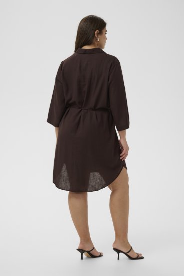 Kaffe Curve Mille Short Shirt Dress Black Coffee Brown - Мини рокли - 