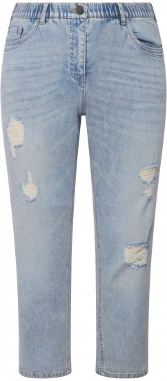 Ulla Popken Stonewashed Distressed Boyfriend Jeans Light Blue - Дамски Дънки & Панталони в Големи Размери – Plus Size - 