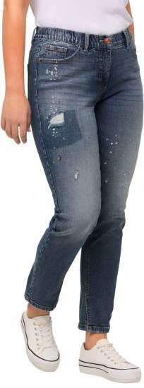 Ulla Popken Distressed Stretch Fit Sarah Jeans Blue Denim - Дамски Дънки & Панталони в Големи Размери – Plus Size - 