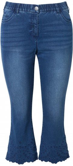 Ulla Popken Cropped Flared Eyelet Jeans Denim Blue - Дамски Дънки & Панталони в Големи Размери – Plus Size - 