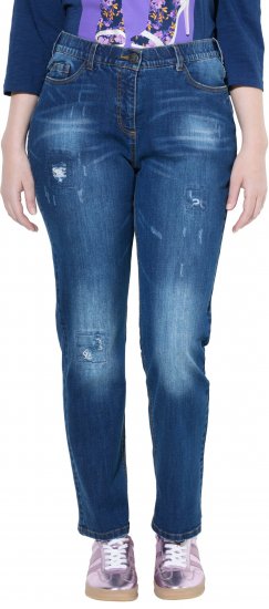 Ulla Popken Lightly Distressed Stretch Fit Jeans Blue Denim - Дамски Дънки & Панталони в Големи Размери – Plus Size - 