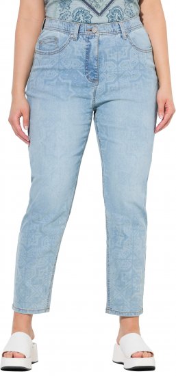Ulla Popken Tile Laser Print Stretch Fit Jeans Light Light Blue Denim - Дамски Дънки & Панталони в Големи Размери – Plus Size - 