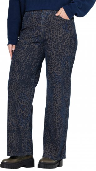 Ulla Popken Leopard Print Stretch Fit Jeans Ink Blue - Дамски Дънки & Панталони в Големи Размери – Plus Size - 