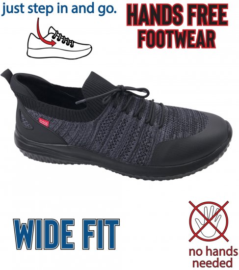 D555 Aylesbury Hands Free Knitted Shoes Faux Laces Black - Маратонки - 