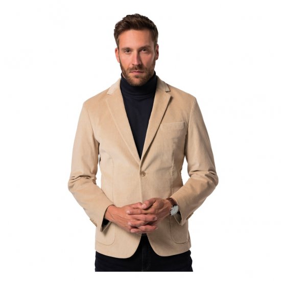 JP1880 Suit Jacket Corduroy Business Sand - Костюми - мъжки костюми големи размери
