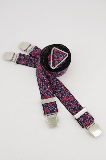 JP1880 Suspenders with Adjustable Length Burgundy Red - Аксесоари - 